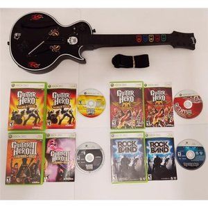 Xbox 360 Guitar Hero Gibson Les Paul Guitar Wireless Controller Bundle 4…